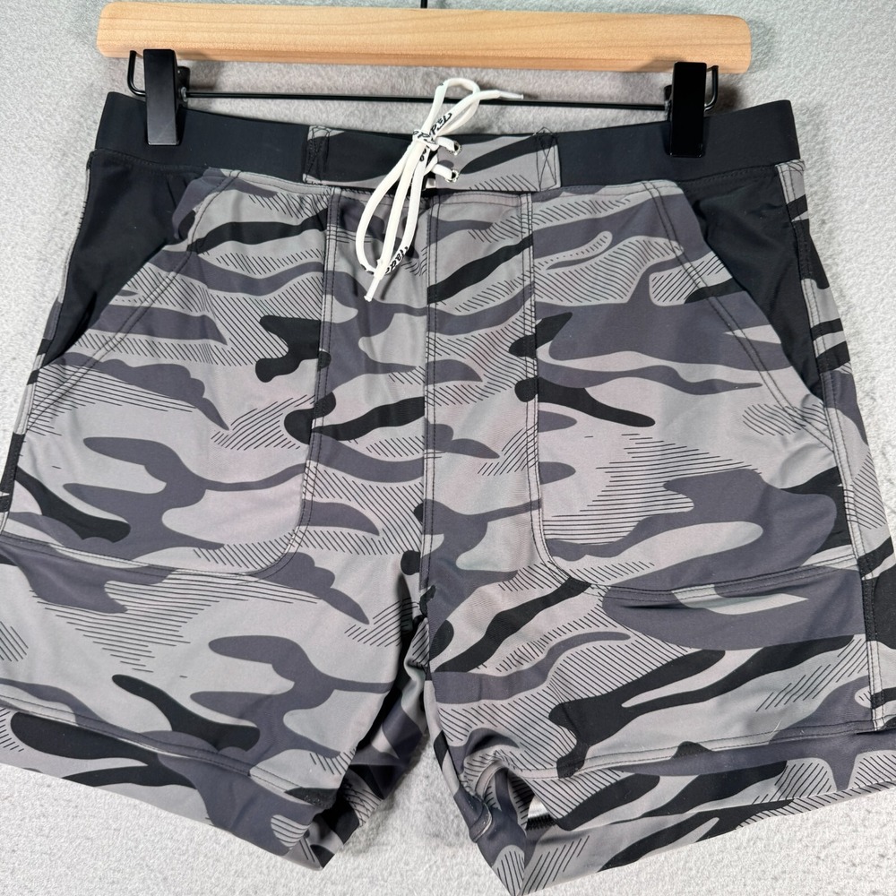 Tadlee Swim Shorts‎ Mens Medium Gray Black Camo Trunks Water Beach Surf Sports